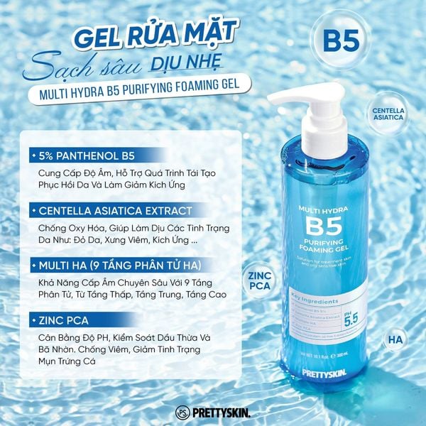 gel-rua-mat-b5-pretty-skin-multi-hydra-thanh-phan