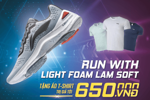 Run with light foam lam soft - tặng áo t-shirt li-ning cao cấp
