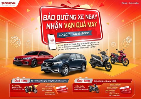 Honda Việt Nam thực hiện chương trình khuyến mại Bảo dưỡng xe ngay – Nhận vạn quà may