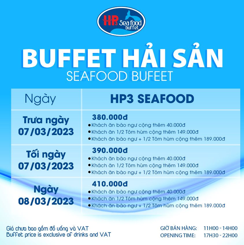HP3 Seafood cập nhật giá bán ngày lễ 07 - 08/03/2023