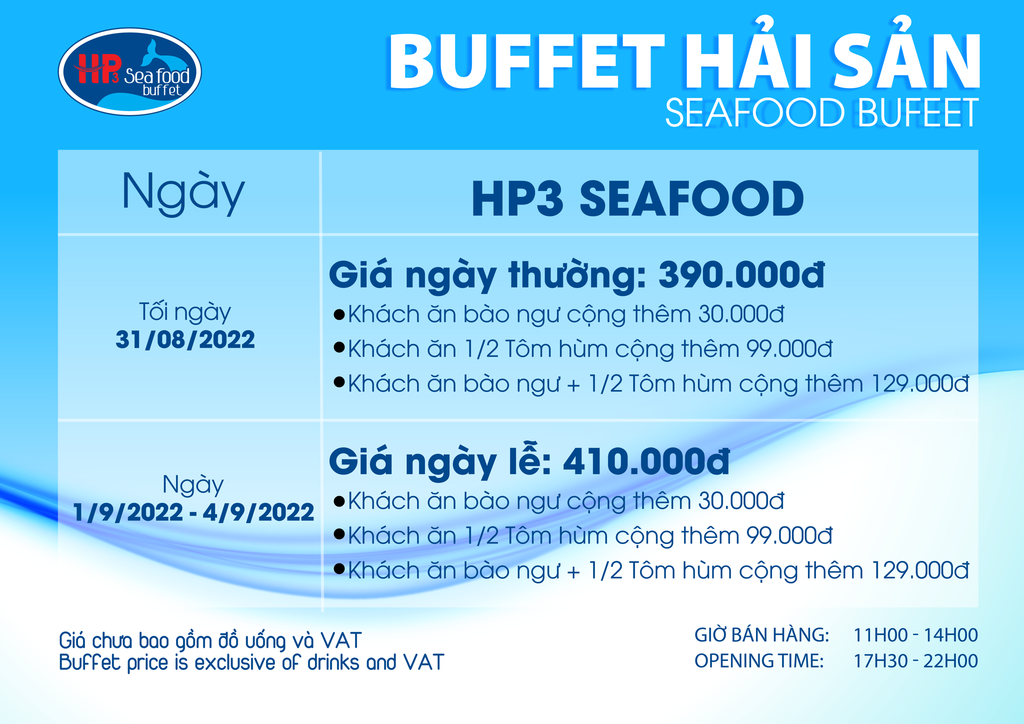 HP3 Seafood - Cập nhật bảng giá ngày lễ 2/9/2022