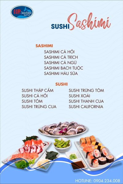 Thực đơn sushi, sashimi tại nhà hàng buffet ngon Hải Phòng