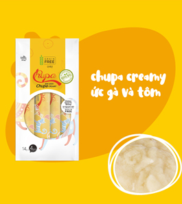 Xốt dinh dưỡng cho mèo Chupa Creamy Ức gà & Tôm