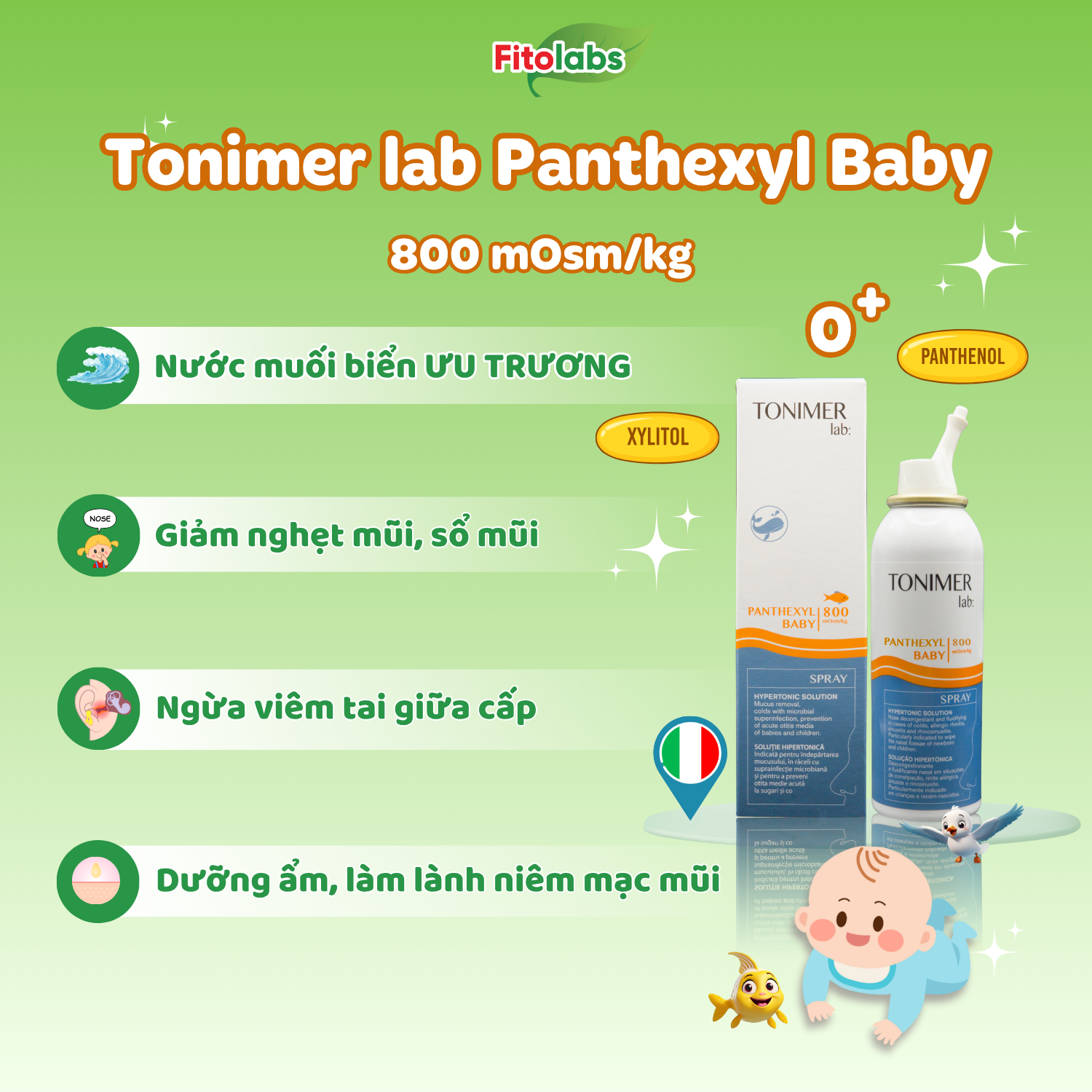 Tonimer lab Panthexyl baby Spray - Xịt mũi ưu trương 800 mOsm/kg