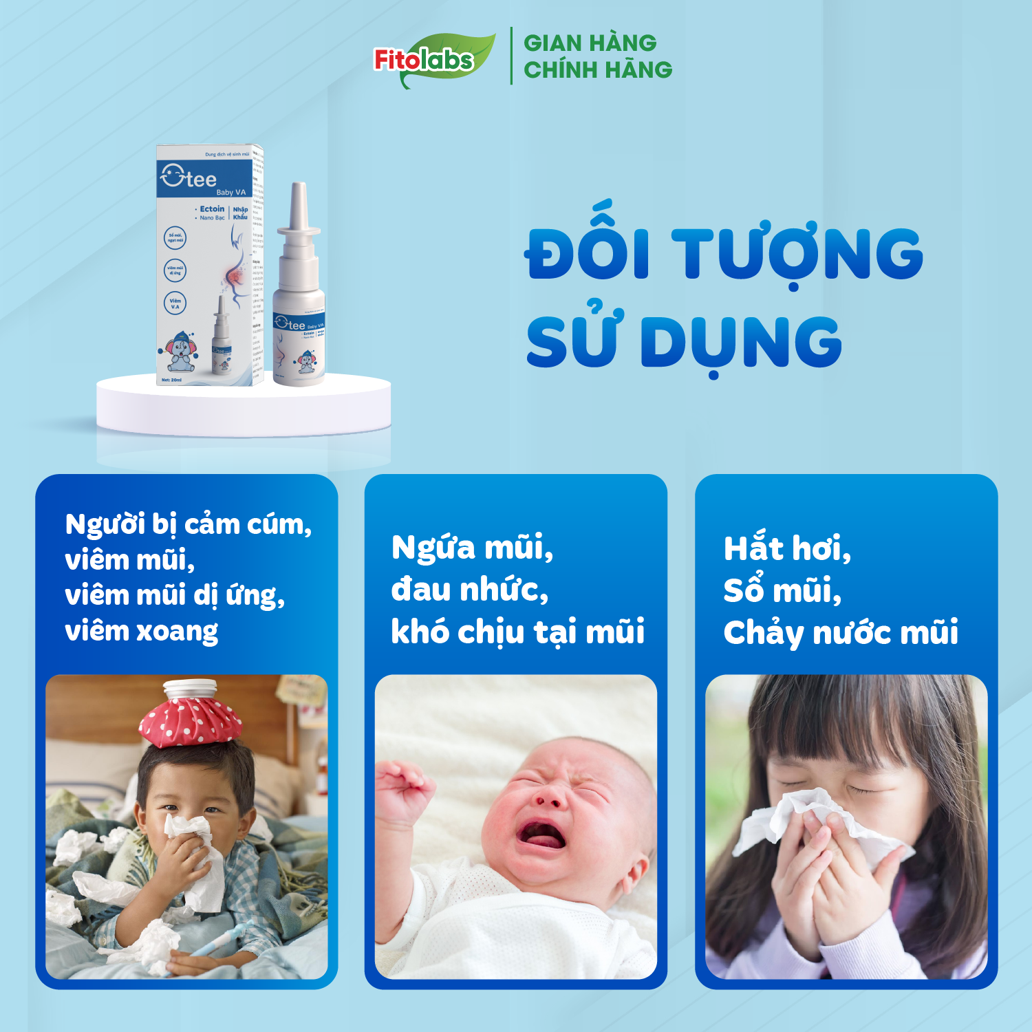 đối tượng dùng xịt mũi otee baby VA