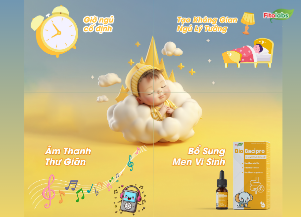 giúp con ngủ ngon giảm khóc đêm, khóc dạ đề