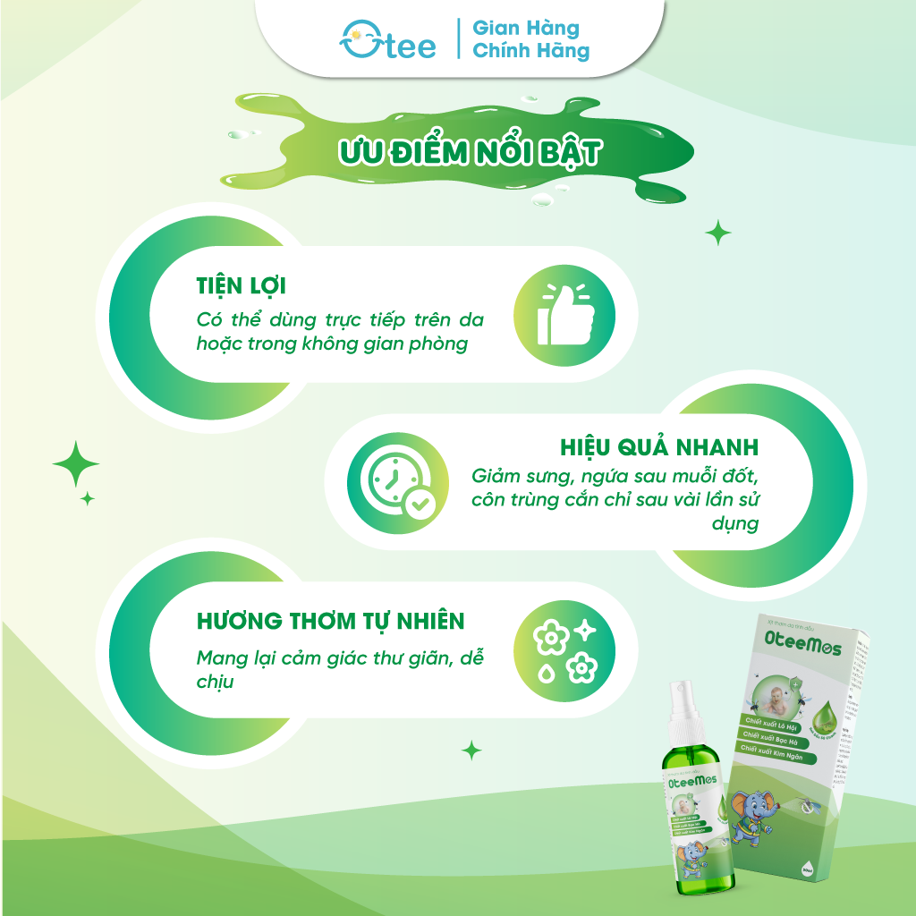 ưu điểm xịt tinh dầu otee mos 