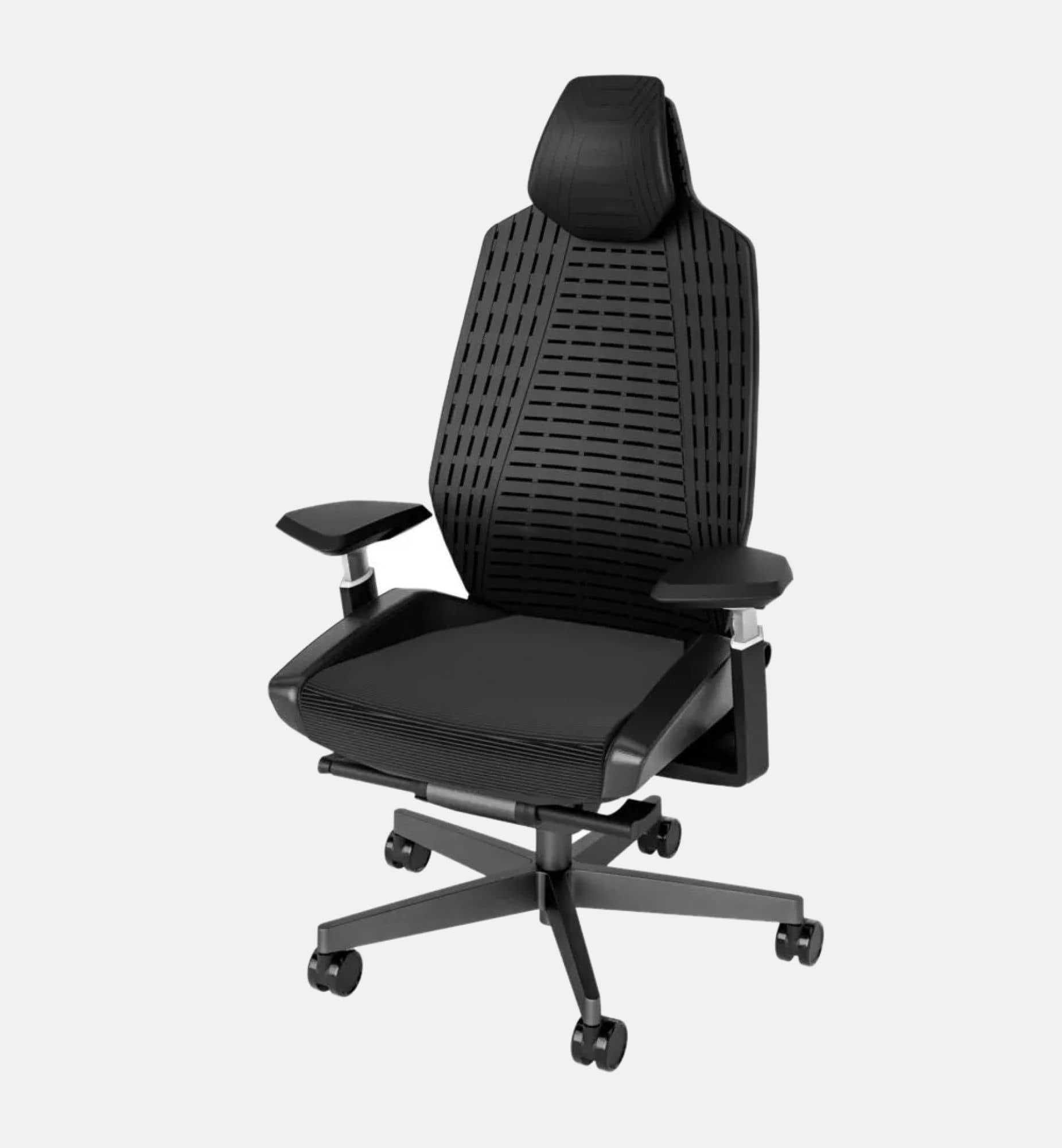 Ghế gaming công thái học The City Robotic ErgoChair có bệ ngồi rộng 53 cm, bọc nhựa êm và dày 6 cm