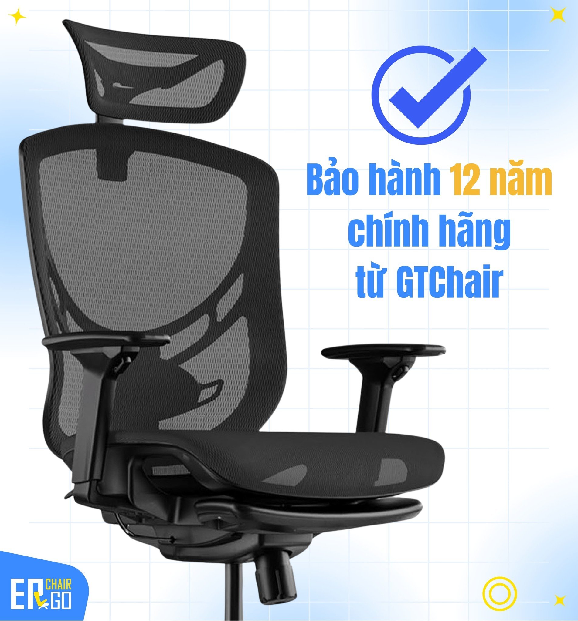 Mâm ghế công thái học GTChair I-VINO MT được bảo hành chính hãng 12 năm
