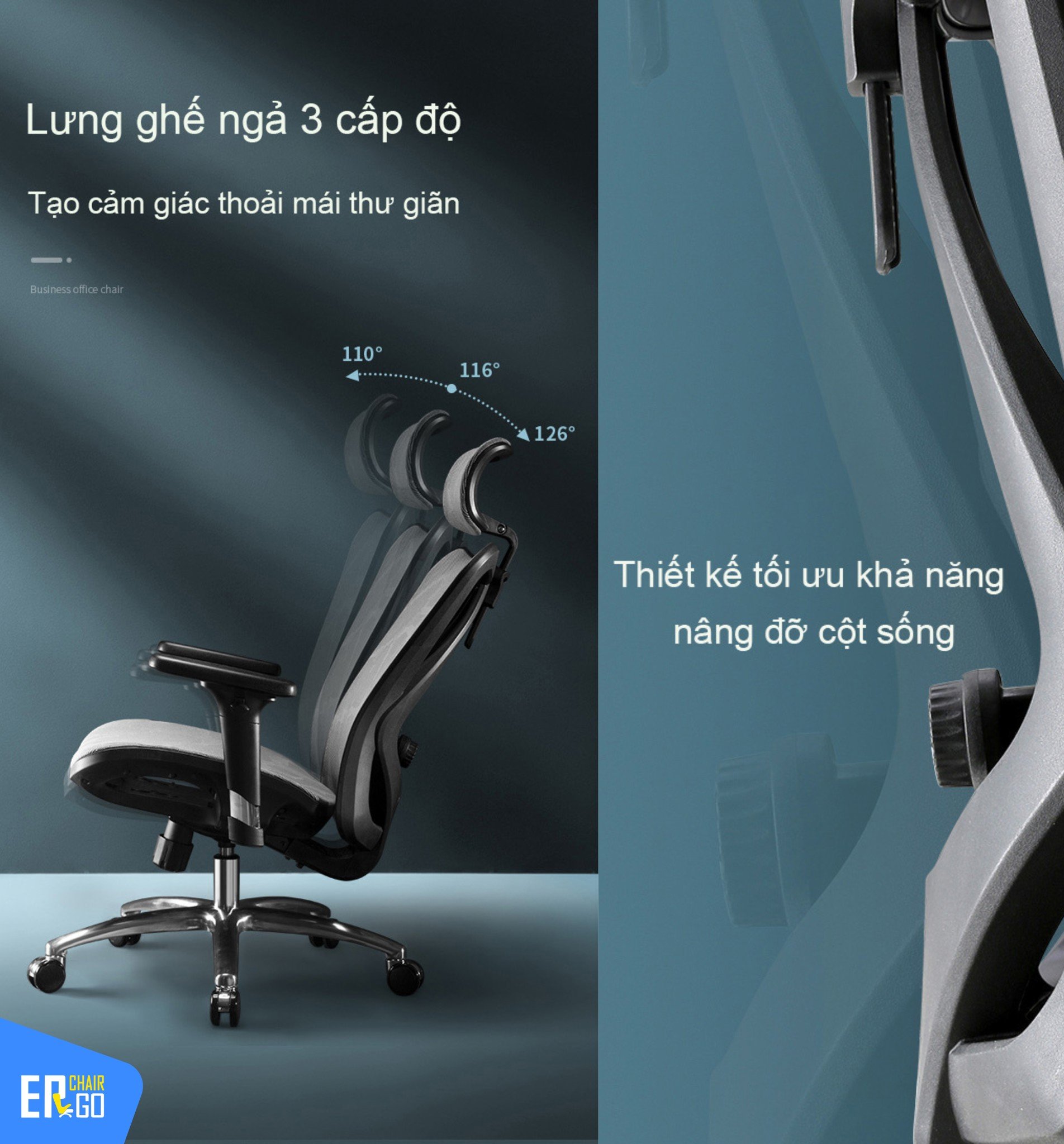 Ghế công thái học Sihoo M57 có góc ngả lưng 126 độ, 3 nấc khóa cố định