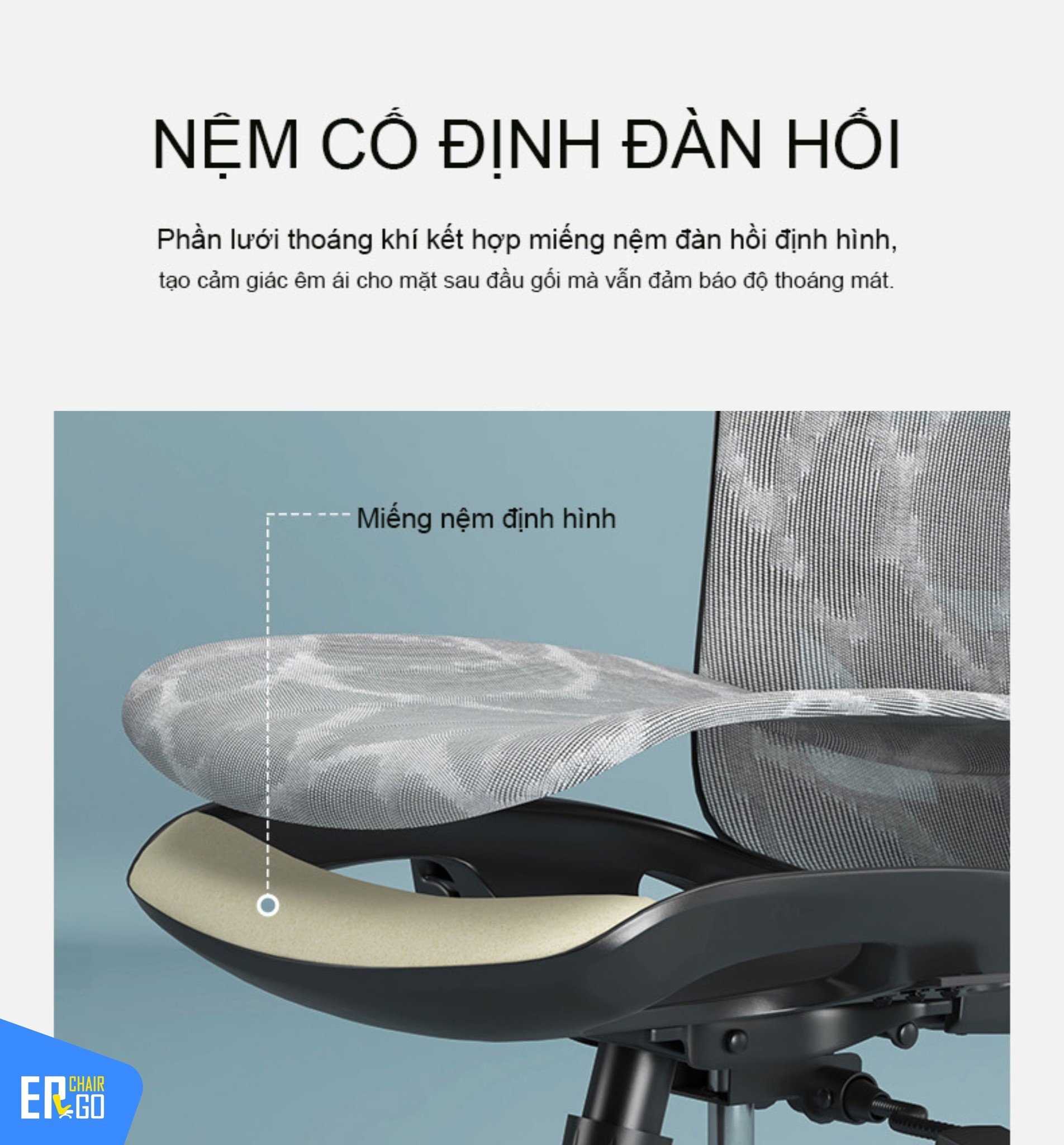 Ghế công thái học Sihoo M57 mâm ghế thiết kế thác nước, thêm đệm định hình ở viền giúp giảm tê chân