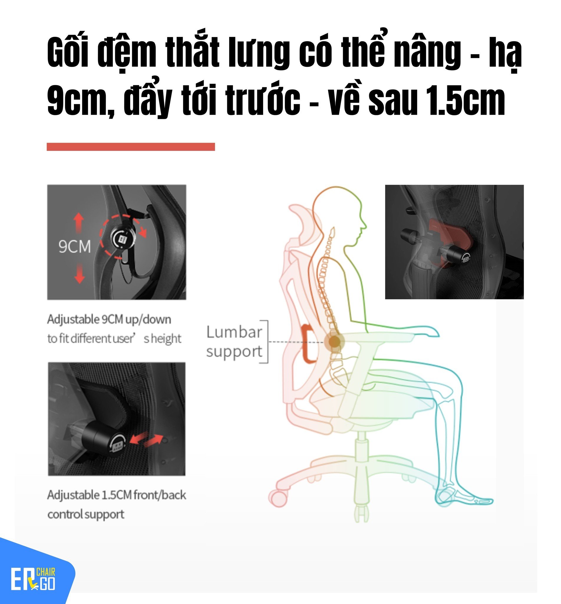 Ở khu vực thắt lưng của người dùng, Sihoo V1 được trang bị 1 hệ thống gối đệm nhằm ôm sát vùng cột sống thắt lưng