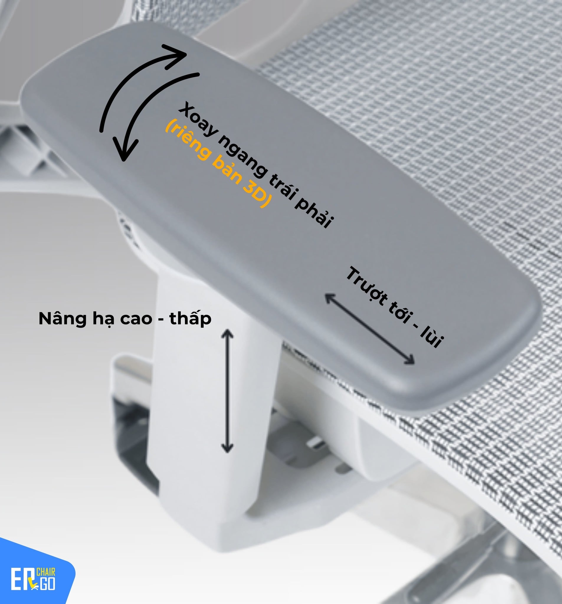 Ghế Công Thái Học Gami Lum2 bản 3D và 2D có Tay ghế điều chỉnh 2D hoặc 3D, tuỳ theo cấu hình