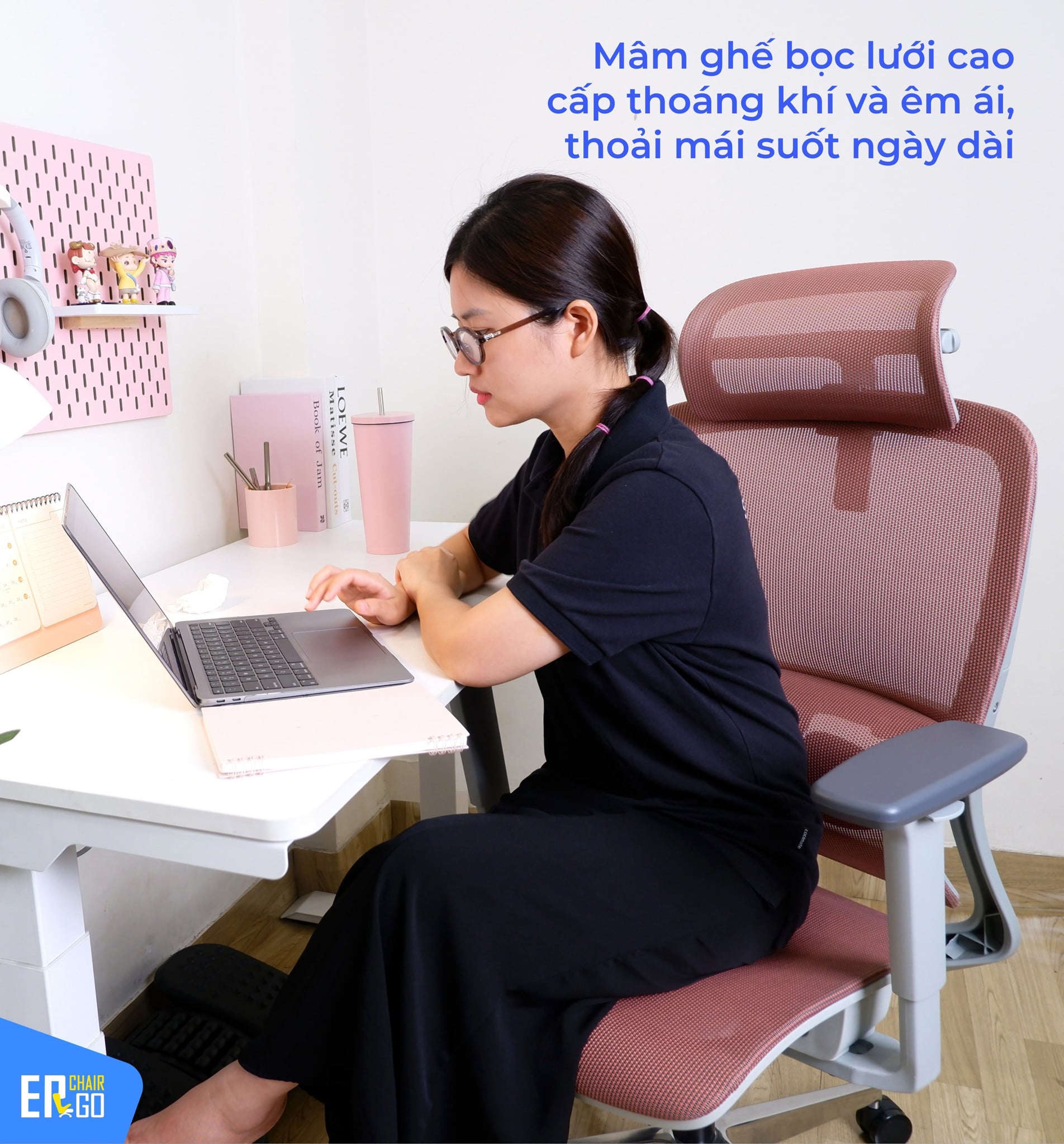 Ghế Công Thái Học Gami Lum2 bản 3D và 2D có Mâm ghế lưới thác nước thoáng khí, có thể trượt mâm trên phiên bản 3D