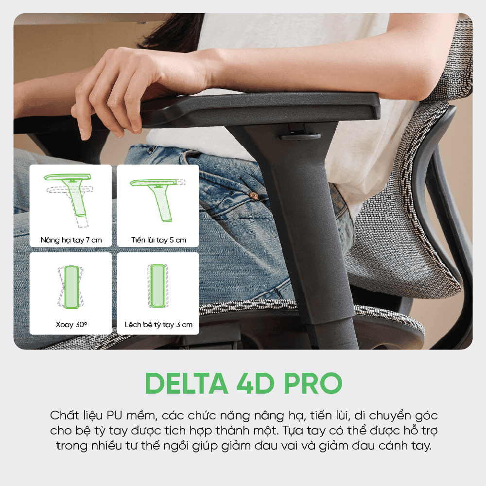 Ghế công thái học UpGen Revolution 2025 có Tay vịn Delta 4D Pro bọc da PU êm ái