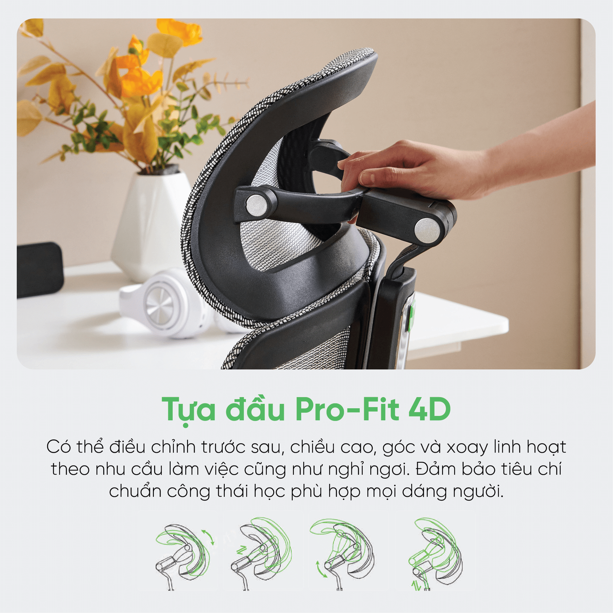 Ghế công thái học UpGen Revolution 2025 có Tựa đầu Pro-Fit 4D điều chỉnh 4 hướng