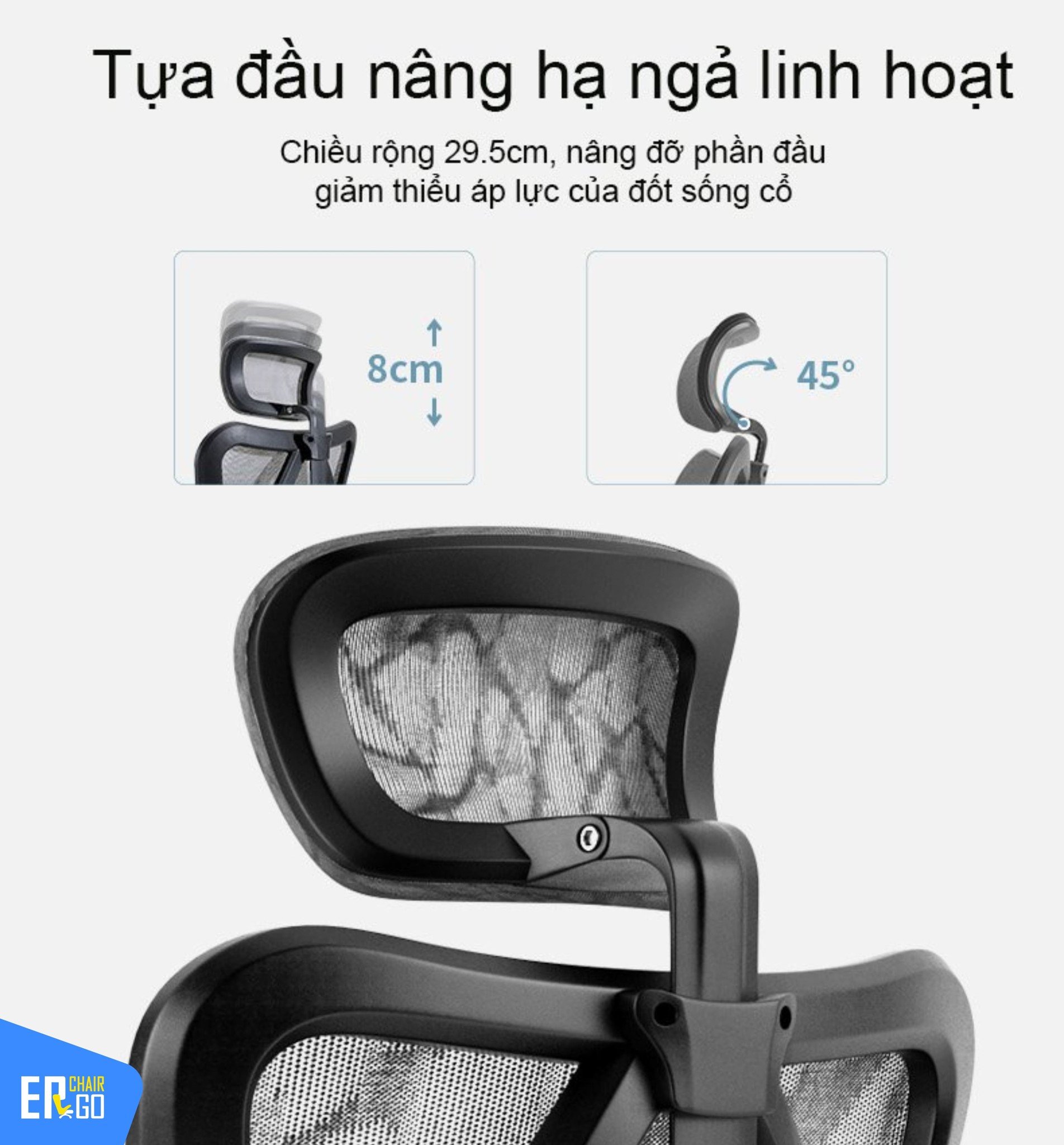 Ghế công thái học Sihoo M57 có tựa đầu 2D điều chỉnh linh hoạt, kích thước lớn giúp thư giãn vùng cổ