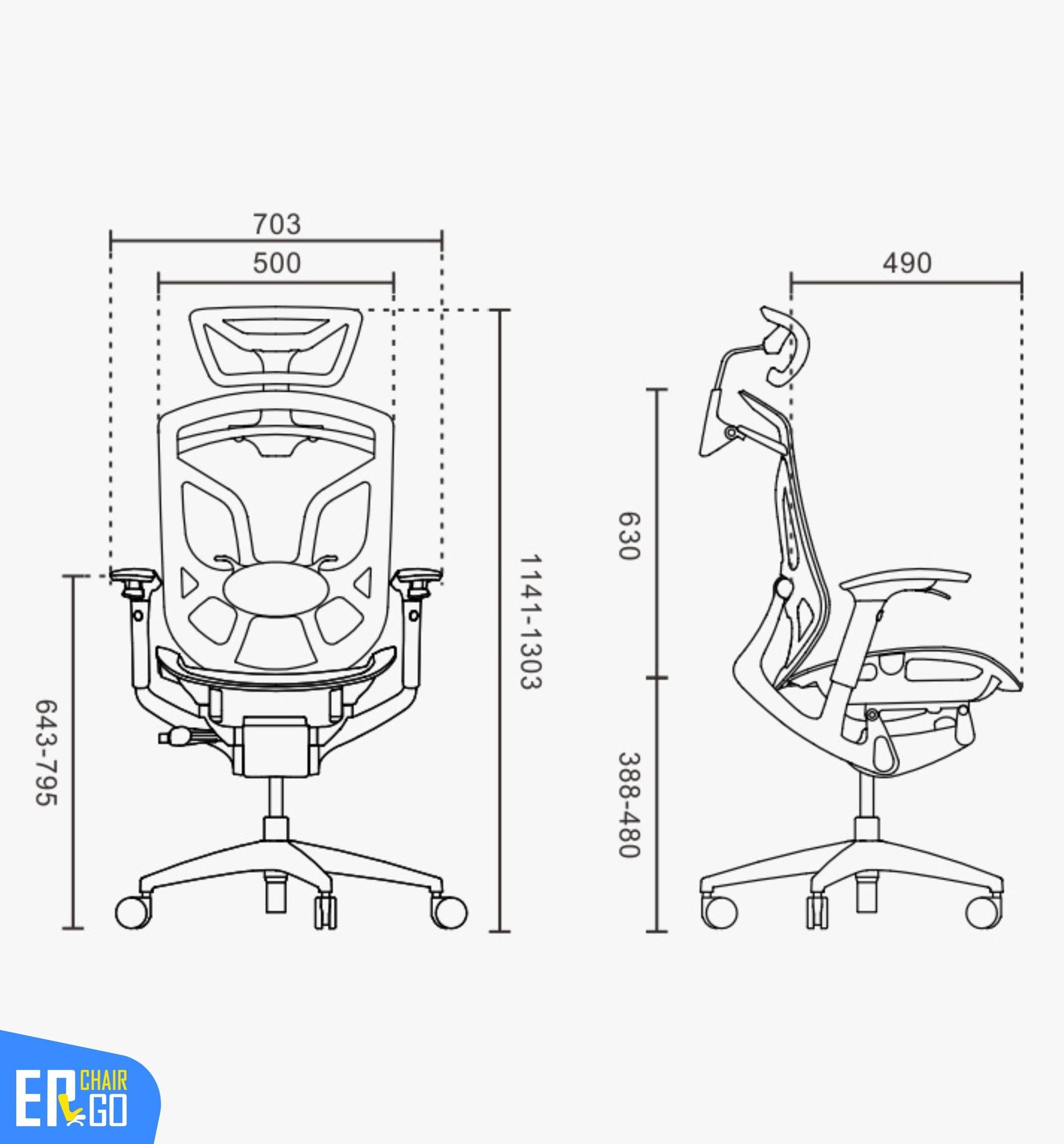 THÔNG SỐ KỸ THUẬT VÀ KÍCH THƯỚC CỦA GHẾ CÔNG THÁI HỌC GTCHAIR DVARY BUTTERF