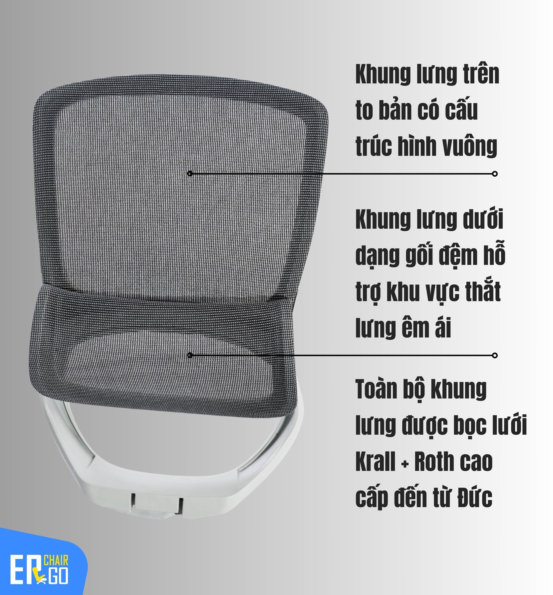 Ghế Công Thái Học Gami Focus phiên bản V1 và V2 CÓ KHUNG LƯNG 2 PHẦN BỌC LƯỚI KRALL + ROTH VỚI GỐI ĐỆM ÊM ÁI