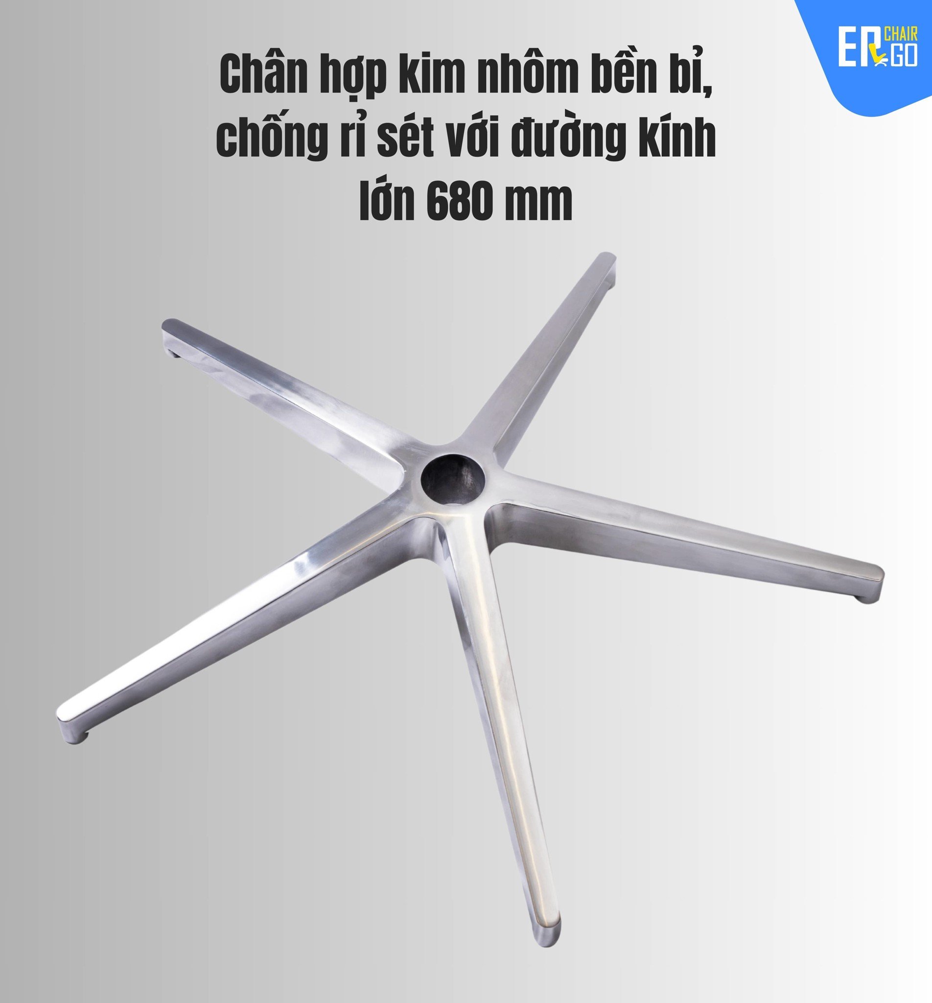 Ghế Công Thái Học Gami Focus phiên bản V1 và V2 có Khung chân được làm từ hợp kim nhôm nguyên khối với đường kính 680mm
