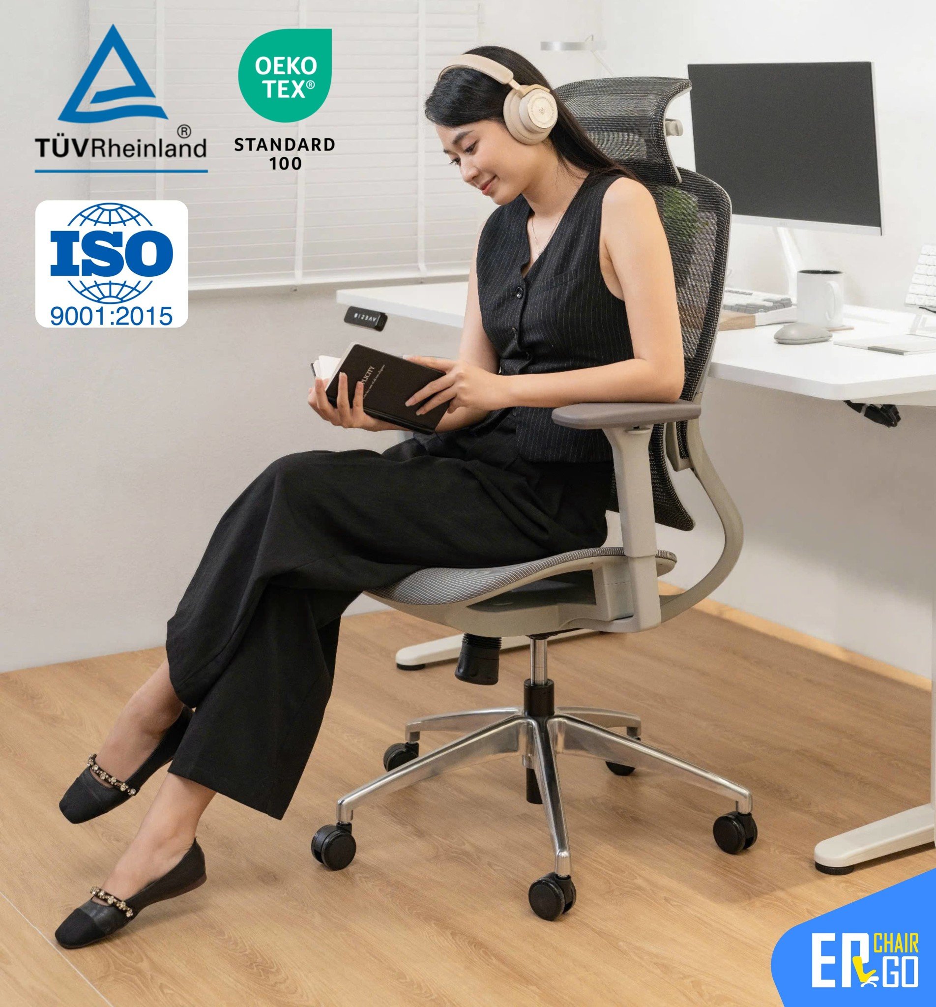 Ghế Công Thái Học Gami Focus phiên bản V1 và V2 đạt các chứng nhận toàn cầu như TÜV RHEINLAND (Đức), OEKO-TEX® STANDARD 100, ISO 9001:2015