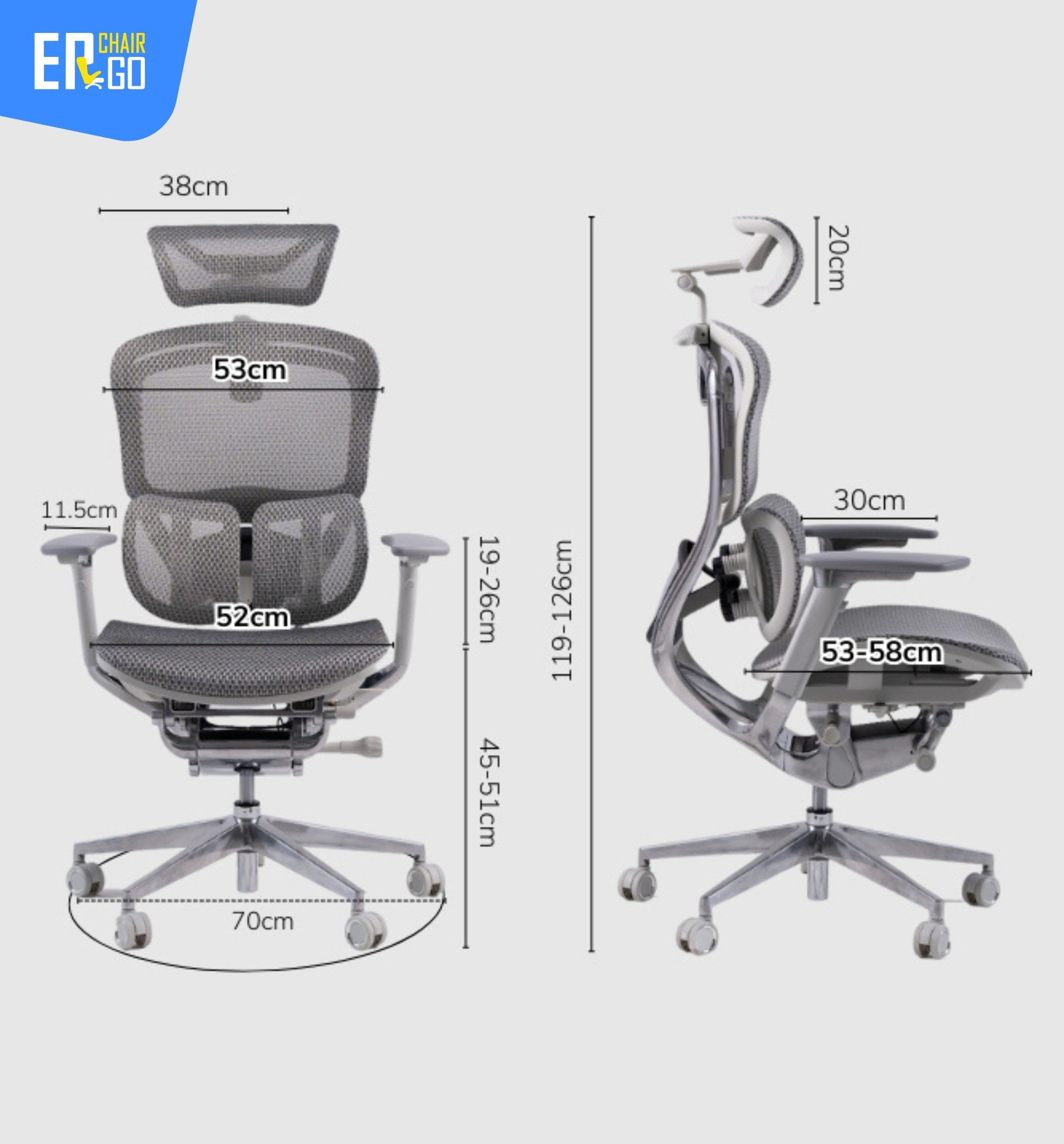 KÍCH THƯỚC CỦA GHẾ CÔNG THÁI HỌC GAMI CROM BẢN PRO