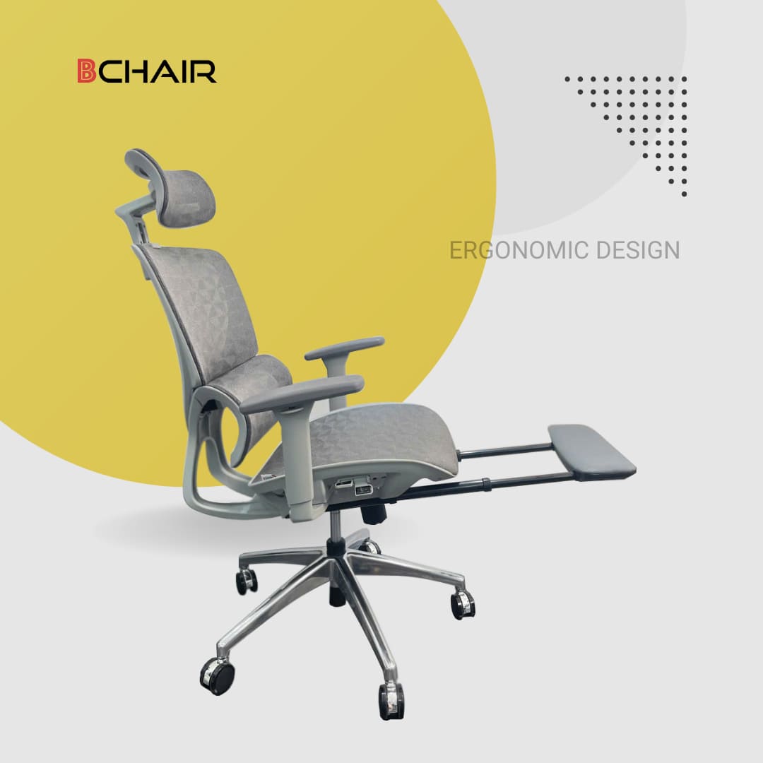 Ghế Công Thái Học BChair B-102A chân kim loại màu xám