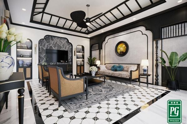 Thiết kế phòng khách theo phong cách Indochine – Nội Thất Phú Gia
