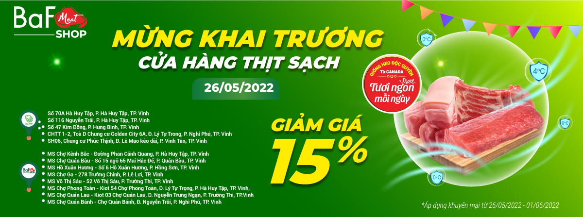 KHAI TRƯƠNG ĐỒNG LOẠT SIBA FOOD VÀ BAF MEATSHOP TẠI HÀ NỘI  & TP.VINH (NGHỆ AN)