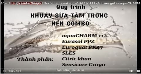 Sữa tắm hệ combo Soap và Surfactants với aquaCHARM 112 (Shower gel vs aquaCHARM 112_Combo)