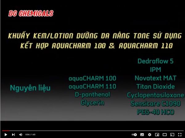 Kem dưỡng da & trang điểm toàn thân với aquaCHARM 100 và aquaCHARM 110 (makeup & nourishing body cream with aquaCHARM 100 và aquaCHARM 110)