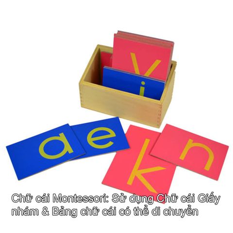 Chữ cái Montessori: Sử dụng Chữ cái Giấy nhám & Bảng chữ cái có thể di chuyển