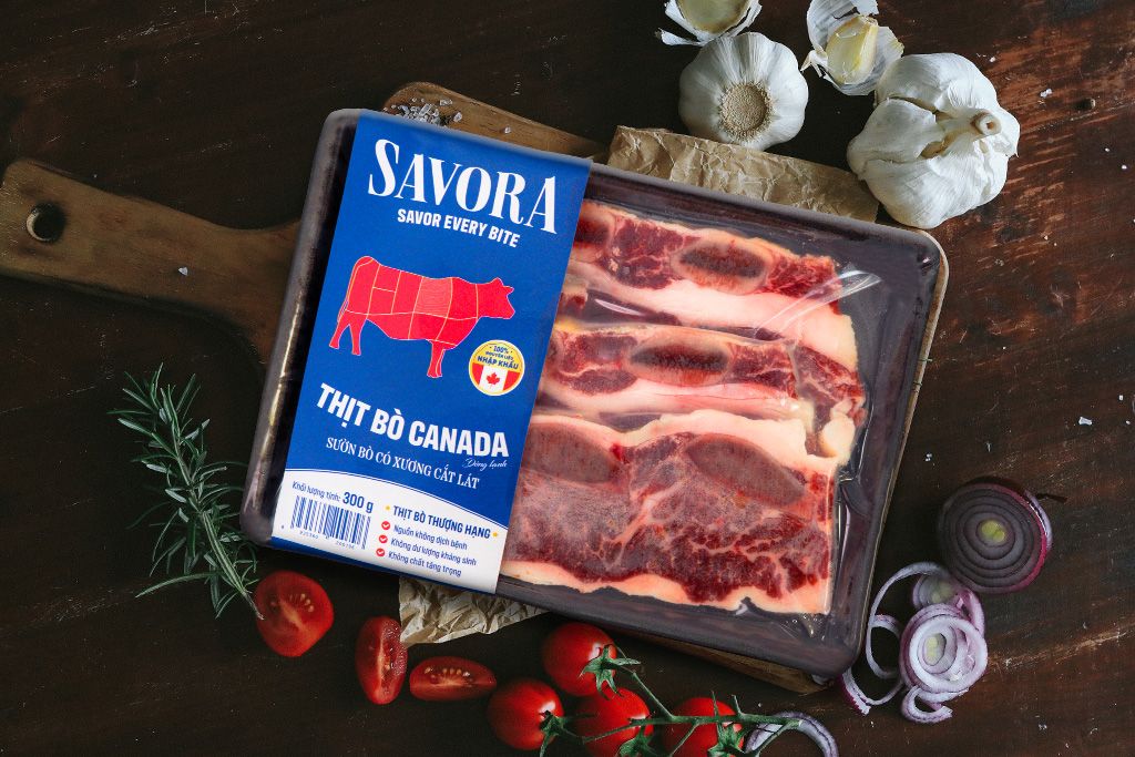 Sườn bò Canada có xương đông lạnh cắt lát