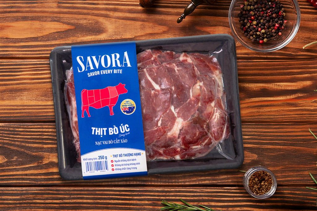 Nạc Vai Bò Úc Đông Lạnh Cắt Xào Savora