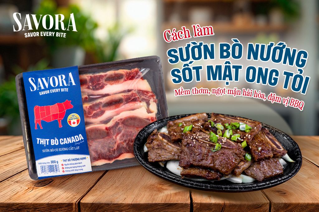 Sườn bò nướng sốt mật ong tỏi – Mềm thơm, ngọt mặn hài hòa, đậm vị BBQ
