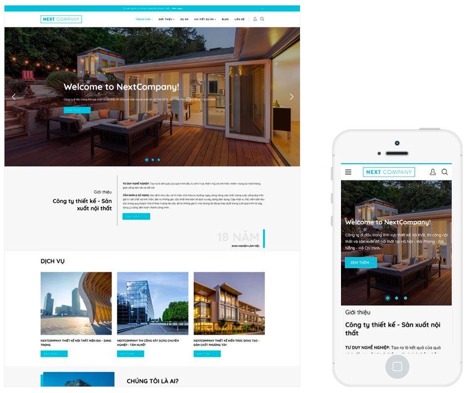 Mẫu giao diện website bất động sản Next Company