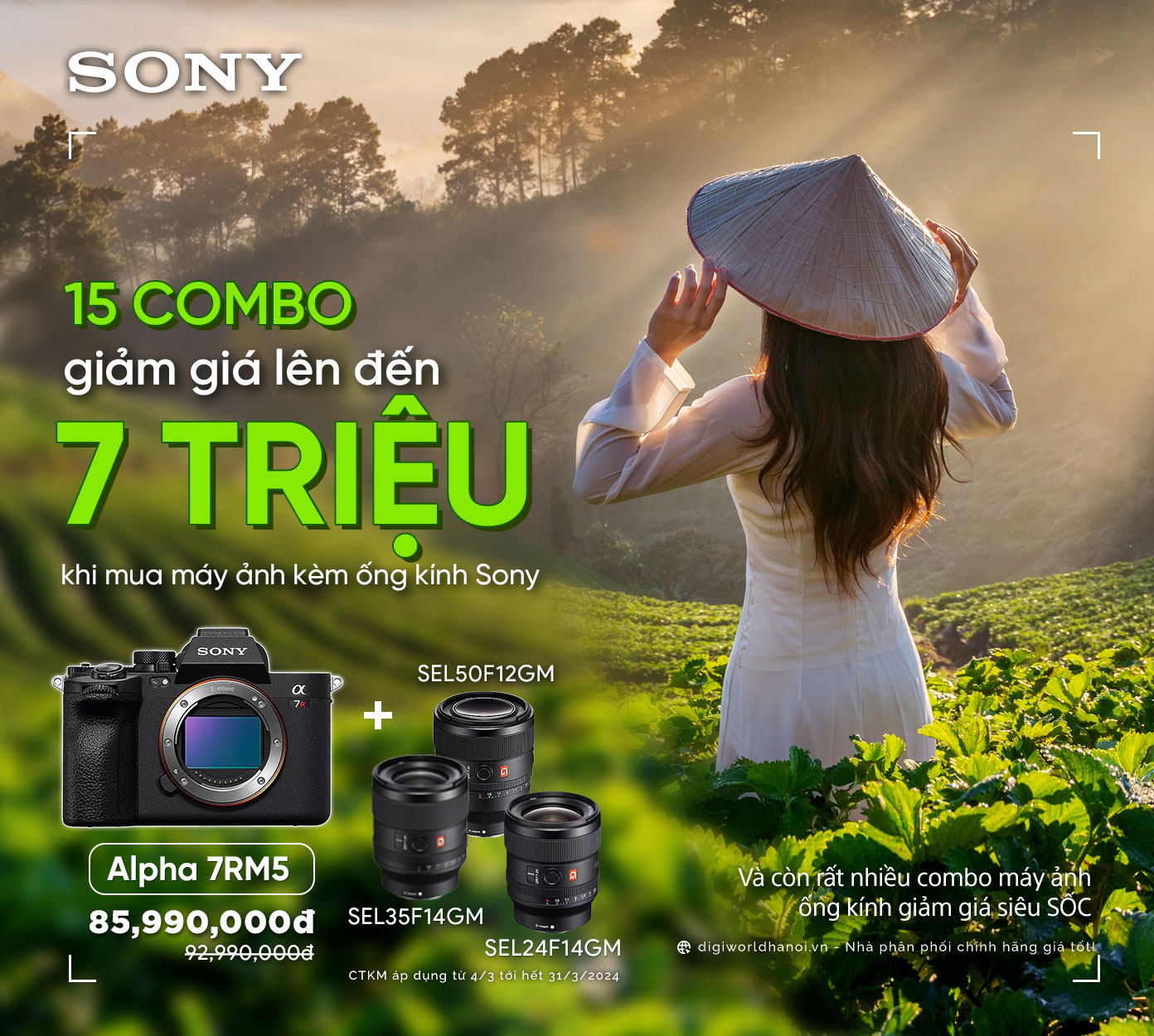10 COMBO Máy ảnh và Ống kính Sony Giảm giá tới 7 Triệu!