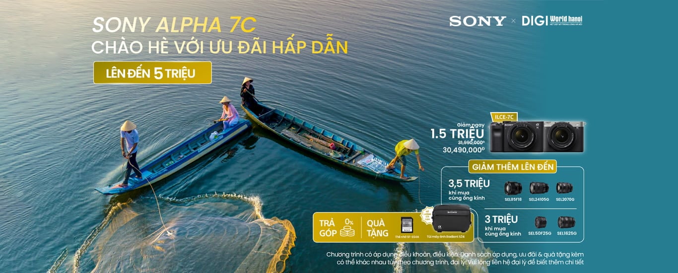 Giảm giá tới 5 triệu kèm quà tặng trị giá khi mua Sony Alpha 7C tại Digiworld Hà Nội!
