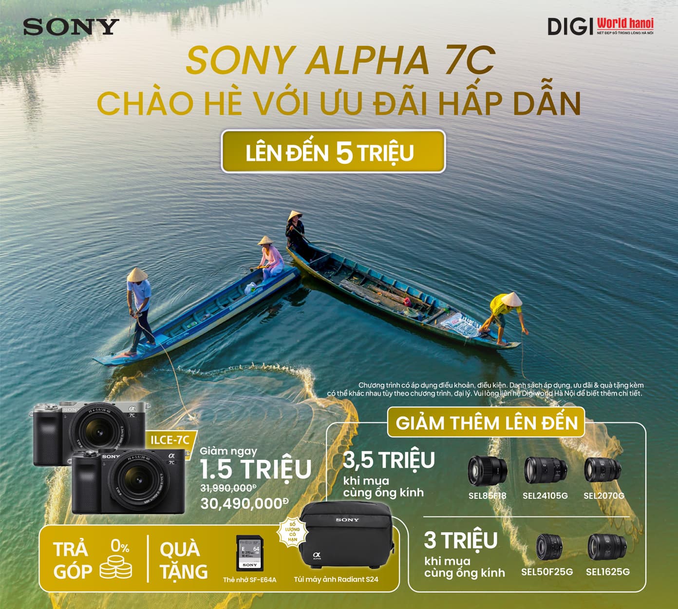 Giảm giá tới 5 triệu kèm quà tặng trị giá khi mua Sony Alpha 7C tại Digiworld Hà Nội!