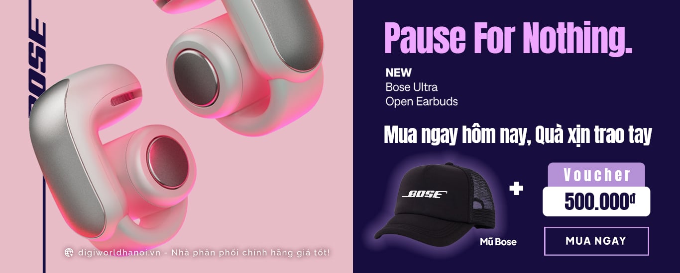 Mua ngay Tai nghe không dây Bose Ultra Open Earbuds tại Digiworld Hà Nội để nhận được Voucher 500,000đ kèm Mũ Bose xịn sò!