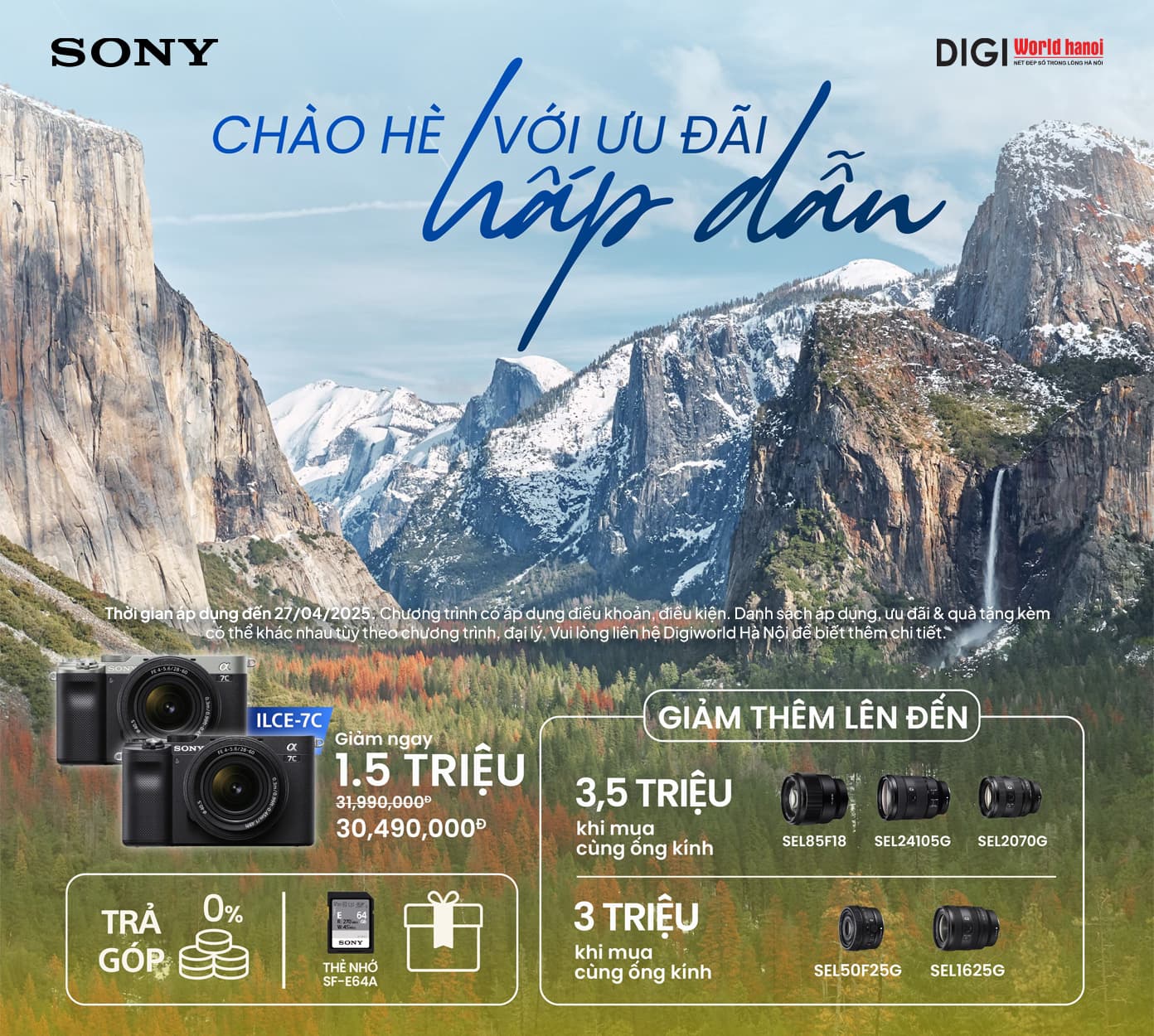 Chào hè với ưu đãi hấp dẫn, Giảm tới 3,5 triệu đồng khi mua Sony Alpha 7C kèm ống kính tại Digiworld Hà Nội!