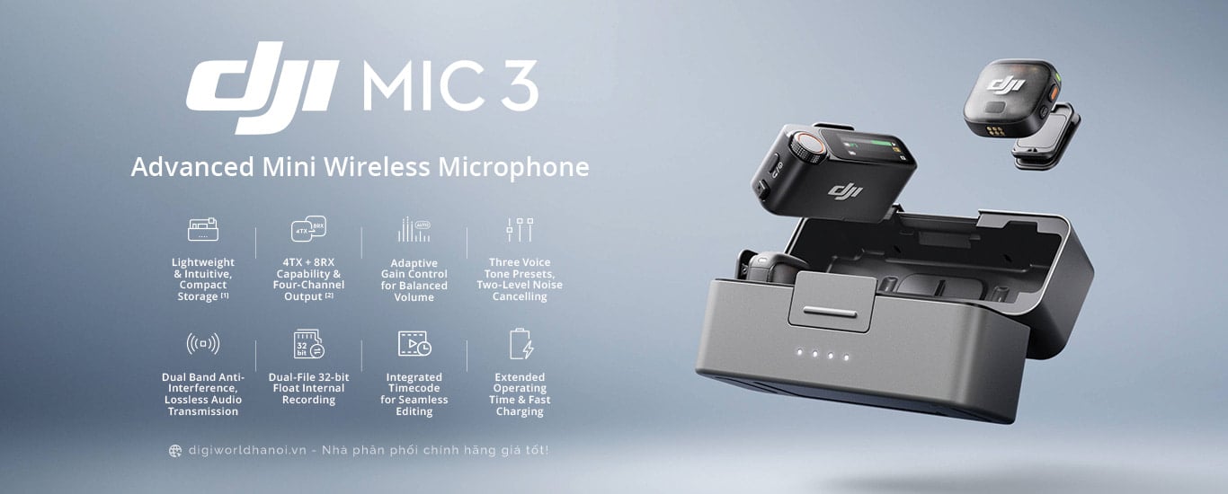 DJI- Microphone Không Dây, Mini - Chính hãng, giá tốt tại Digiworld Hà Nội!