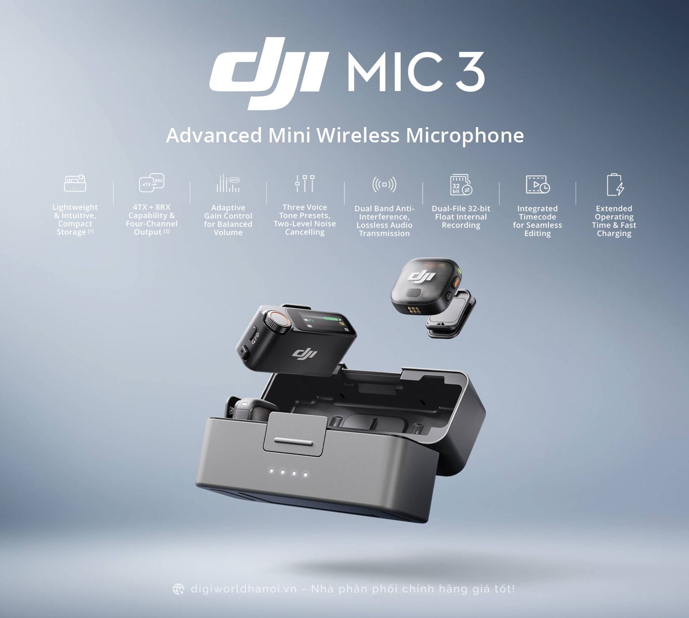 DJI- Microphone Không Dây, Mini - Chính hãng, giá tốt tại Digiworld Hà Nội!