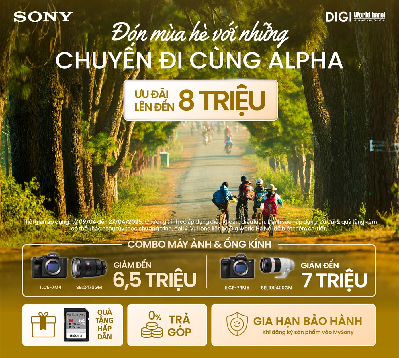 Đón mùa hè với những chuyến đi Alpha, Giảm tới 8 triệu đồng khi mua combo máy ảnh Sony kèm ống kính tại Digiworld Hà Nội!