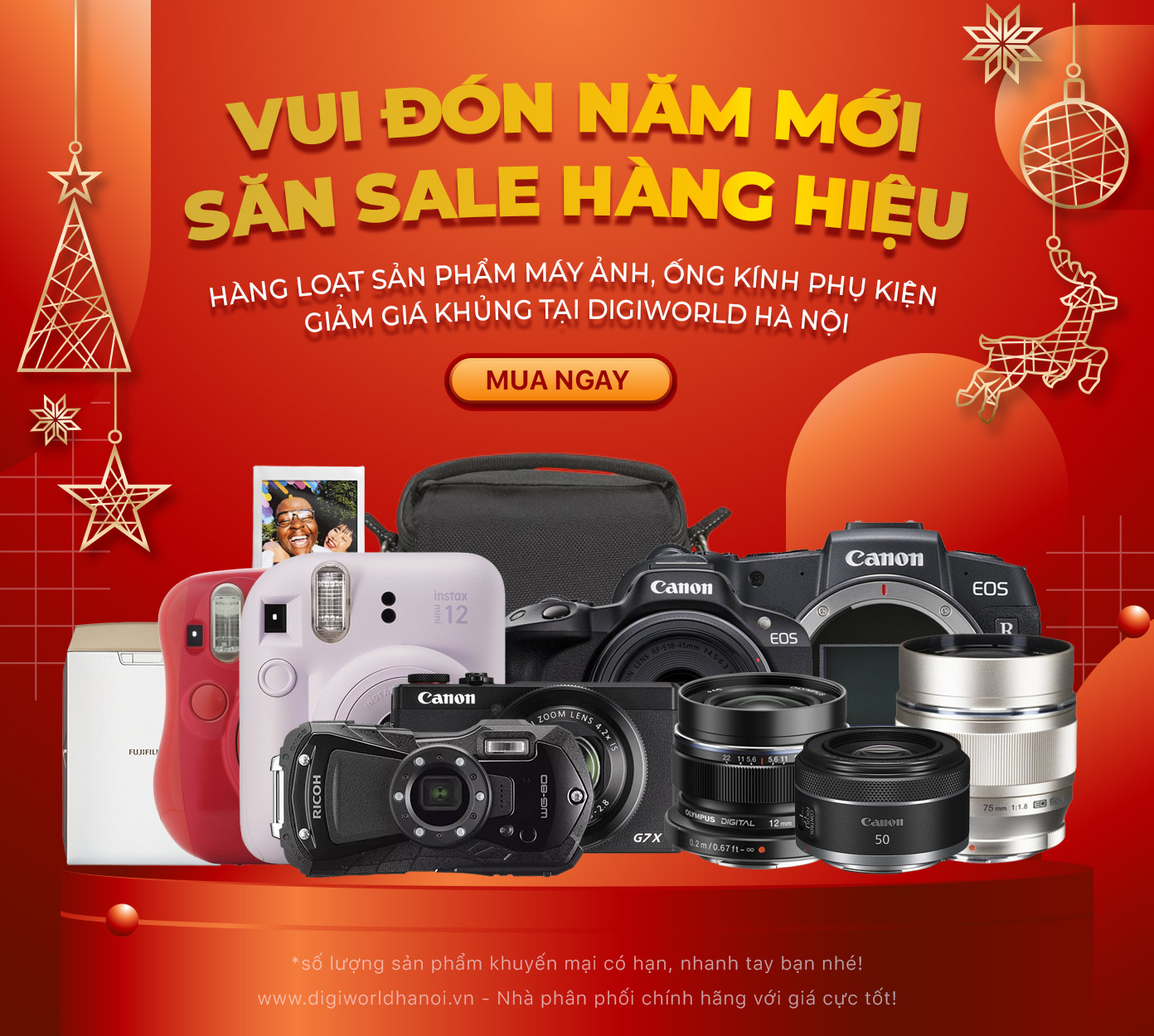 Hàng loạt sản phẩm máy ảnh, ống kính phụ kiện giảm giá khủng tại Digiworld Hà Nội nhận dịp năm mới