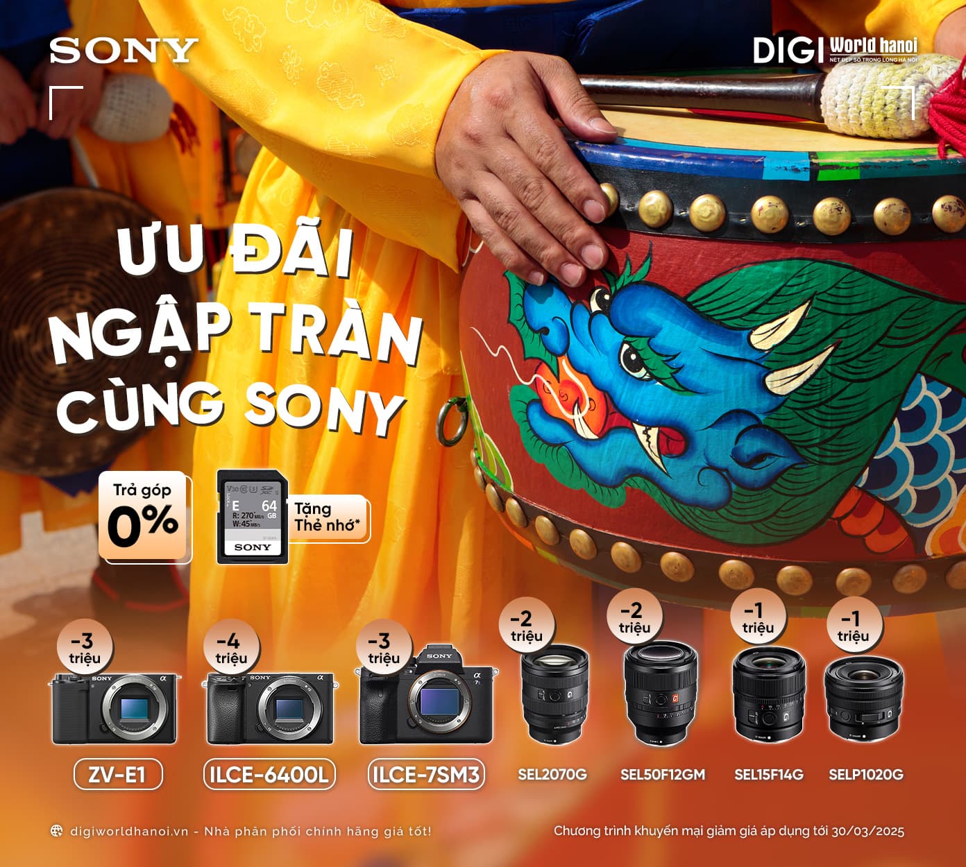 Ưu đãi ngập tràn, Giảm tới 4 triệu đồng khi mua Máy ảnh Sony tại Digiworld Hà Nội!