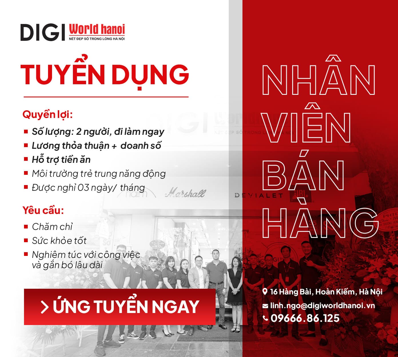 Digiworld Hà Nội tuyển dụng nhân viên bán hàng đi làm luôn!