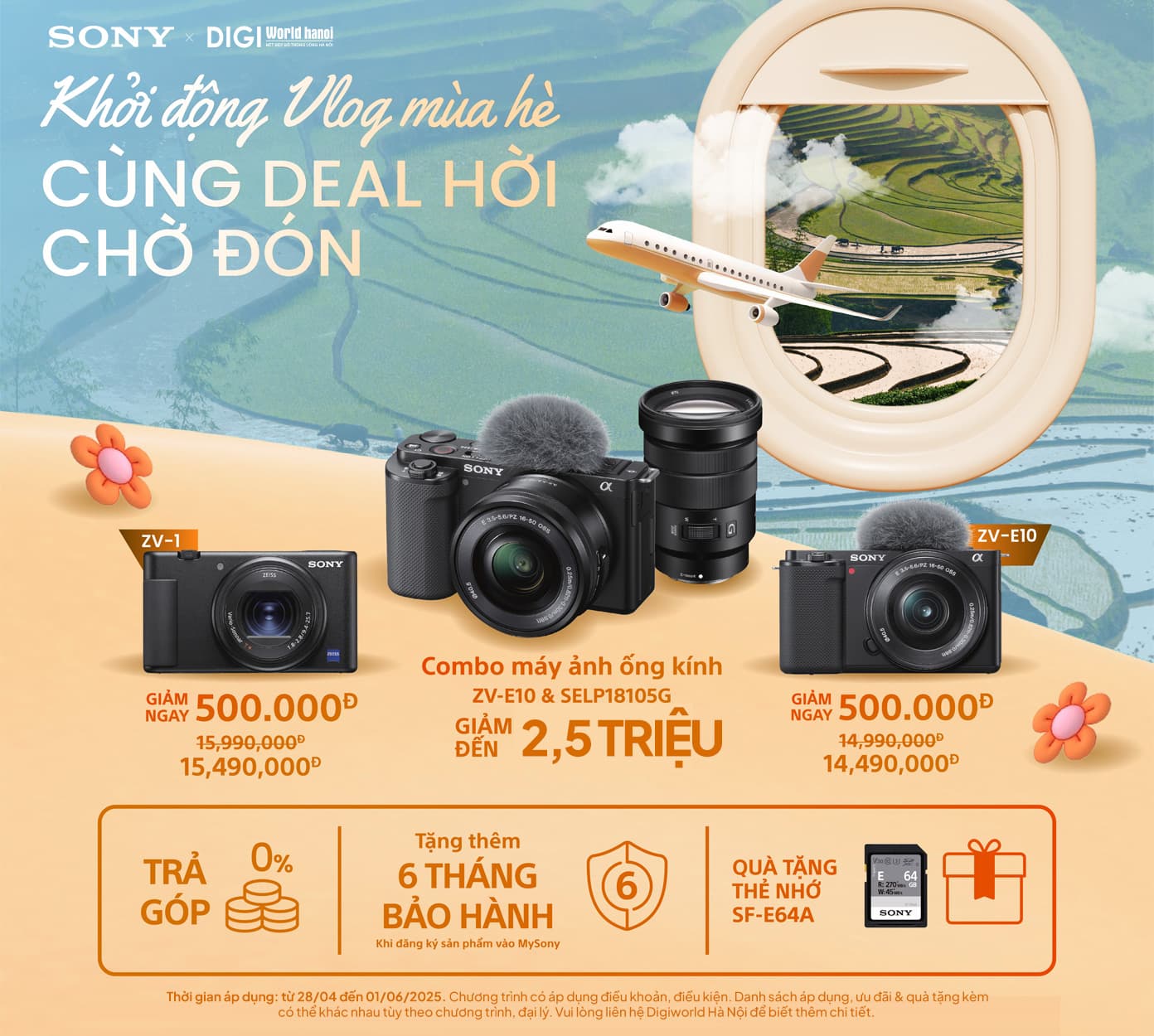 Khởi động Vlog sôi động mùa hè cùng Deal hời chờ đón, ưu đãi giảm giá khi mua Máy ảnh Sony ZV tại Digiworld Hà Nội!