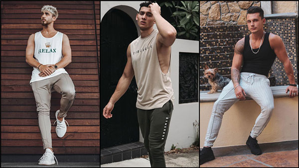 Giày thể thao phối với áo tank top, quần jogger