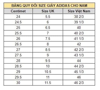 Size giày shop adidas us nam